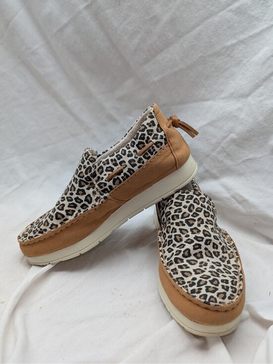 Sperry Shoes - Sperry Moc Sider Slip-on Loafers, Leopard Cheetah Print Canvas Shoes, SZ 6M